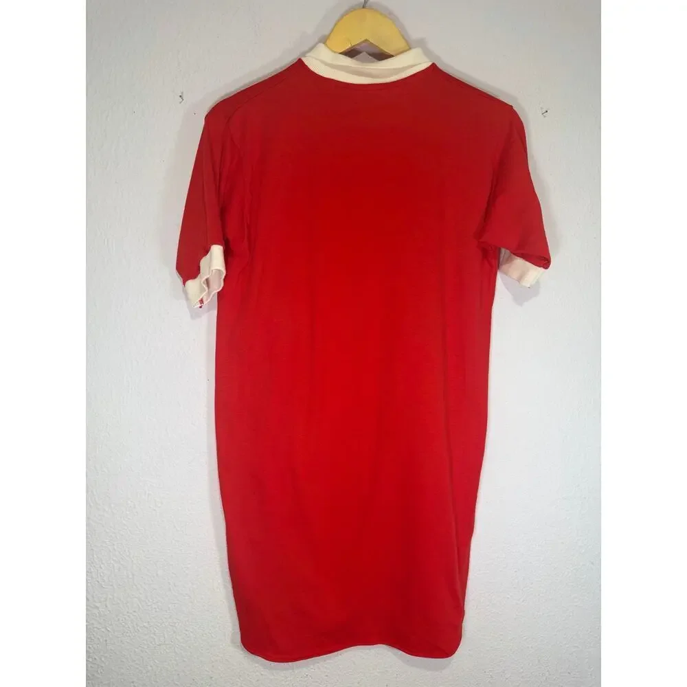 Vintage Red Polo Nightgown White Collar Mod Preppy Fantasy‎ Nightwear by Janice